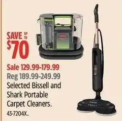 Canadian Tire Selected Bissell and Shark Portable Carpet Cleaners offer