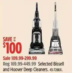 Canadian Tire Selected Bissell and Hoover Deep Cleaners offer