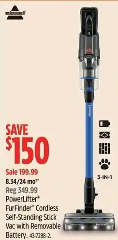 Canadian Tire Bissell FurFinder Cordless Self-Standing Stick Vac with Removable Battery offer