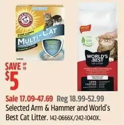Canadian Tire Selected Arm & Hammer and World's Best Cat Litter offer