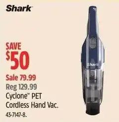 Canadian Tire Shark Cyclone PET Cordless Hand Vac. offer