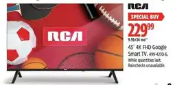 Canadian Tire Rca 43" 4k fhd google smart tv offer
