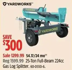 Canadian Tire Yardworks 25-ton full-beam 224cc gas log splitter offer