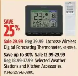 Canadian Tire Lacrosse Wireless Digital Forecasting Thermometer offer