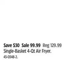Canadian Tire Single-Basket 4-Qt Air Fryer offer