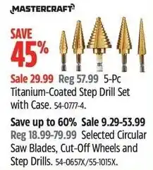 Canadian Tire Mastercraft titanium-coated step drill set offer