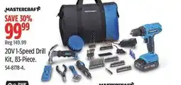 Canadian Tire Mastercraft 20V 1-Speed Drill Kit offer