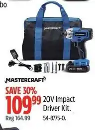 Canadian Tire Mastercraft 20V Impact Driver Kit offer
