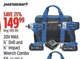 Canadian Tire Mastercraft 20V MAX 1/2" Drill and 1/2" Impact Wrench Combo offer
