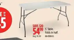 Canadian Tire 5' Table offer