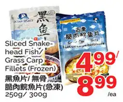 T&T Supermarket Ocean Select sliced snakehead fish grass carp fillets offer