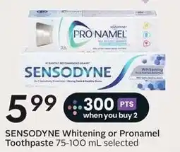 Sobeys Sensodyne whitening or Pronamel toothpaste offer