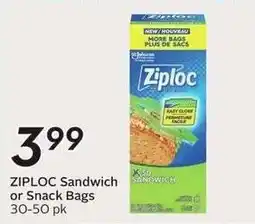 Sobeys Ziploc Sandwich or Snack Bags offer