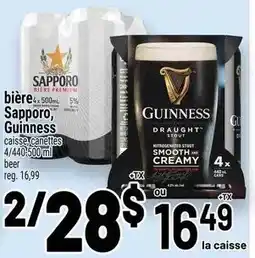 Metro Sapporo beer and Guinness beer offer