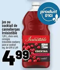 Metro Irresistible cocktail canneberges offer