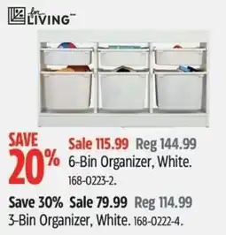 Canadian Tire for living 6-bin organizer white offer
