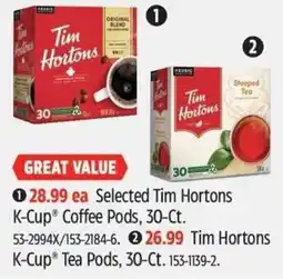 Canadian Tire Tim Hortons K-Cup Coffee Pods offer