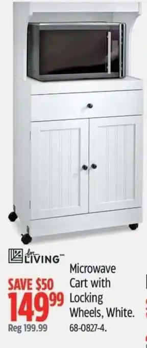 For living microwave cart with locking wheels white