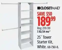Canadian Tire ClosetMaid 25" Tower Starter Kit, White offer