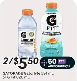 Sobeys Gatorade Gatorlyte 591 mL or G Fit 828 mL offer