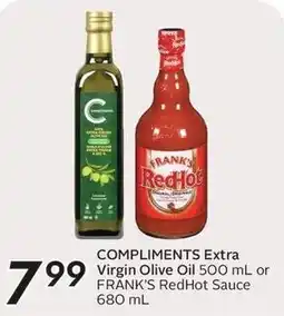 Sobeys Compliments extra virgin olive oil or frank's redhot sauce offer