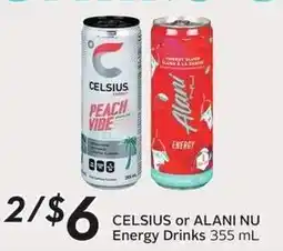 Sobeys Celsius or Alani Nu Energy Drinks offer
