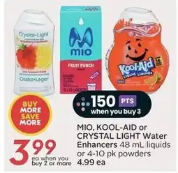 Sobeys Mio, Kool-Aid or Crystal Light Water Enhancers offer