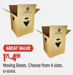Canadian Tire Great Value moving boxes offer