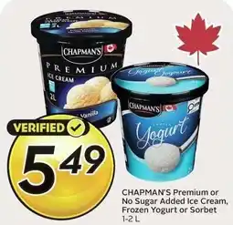 Sobeys Chapman's premium or no sugar added ice cream, frozen yogurt or sorbet offer