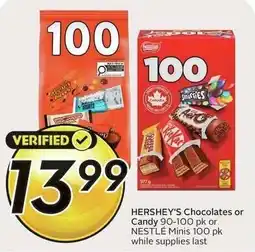 Sobeys Hershey's chocolates or candy 90-100 pk or nestle minis 100 pk offer