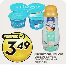 Sobeys International Delight Creamers or Danone Oikos Greek Yogurt offer