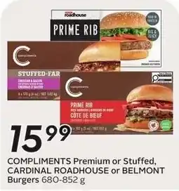 Sobeys Compliments premium or stuffed cardinal roadhouse or belmont burgers offer