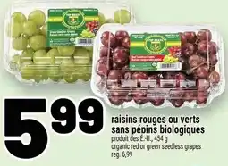 Metro organic red or green seedless grapes offer