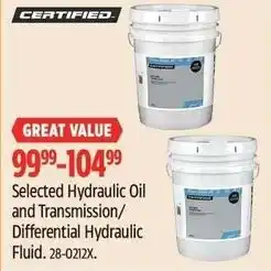 Canadian Tire Selected Hydraulic Oil and Transmission/Differential Hydraulic Fluid offer