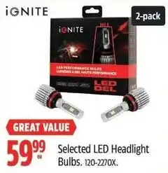 Canadian Tire Ignite selected led headlight bulbs offer