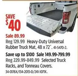Canadian Tire Heavy-duty universal rubber truck mat offer