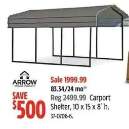 Canadian Tire Arrow Carport Shelter offer