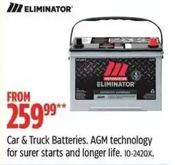 Canadian Tire Eliminator car & truck batteries offer
