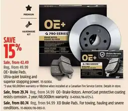 Canadian Tire Oe+ brake pads offer