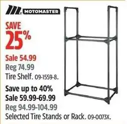 Canadian Tire Motomaster tire shelf offer