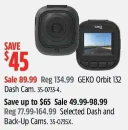 Canadian Tire Geko orbit 132 dash cam offer