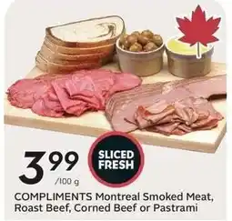 Sobeys Sliced Fresh Montreal Smoked Meat, Roast Beef, Corned Beef or Pastrami offer