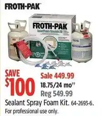 Canadian Tire Froth-pak sealant spray foam kit offer
