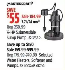 Canadian Tire Mastercraft 1/2-hp submersible pump offer