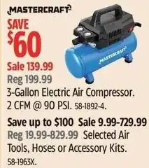 Canadian Tire Mastercraft 3-gallon electric air compressor offer