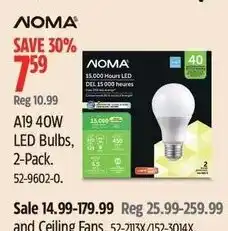 Canadian Tire A19 40W LED Bulbs offer