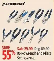 Canadian Tire Mastercraft 10-Pc Wrench and Pliers Set offer
