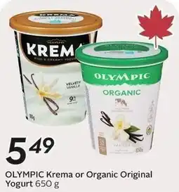 Sobeys Olympic Krema or Organic Original Yogurt offer