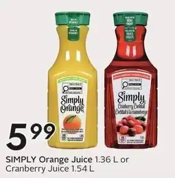 Sobeys Simply Orange Juice or Simply Cranberry Juice offer