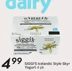 Sobeys Siggi's icelandic style skyr yogurt offer